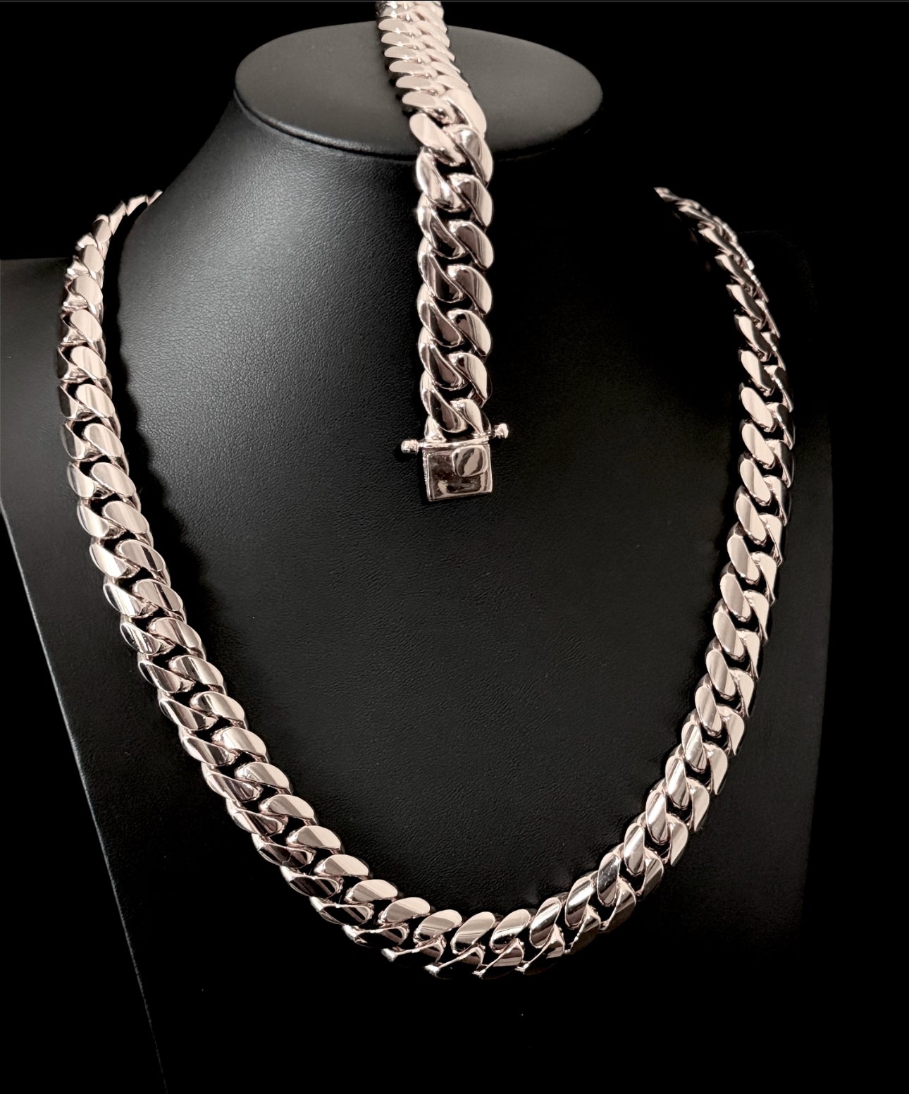 Miami Solid Cuban Chain 14MM – 14KT Gold Over 925 Silver