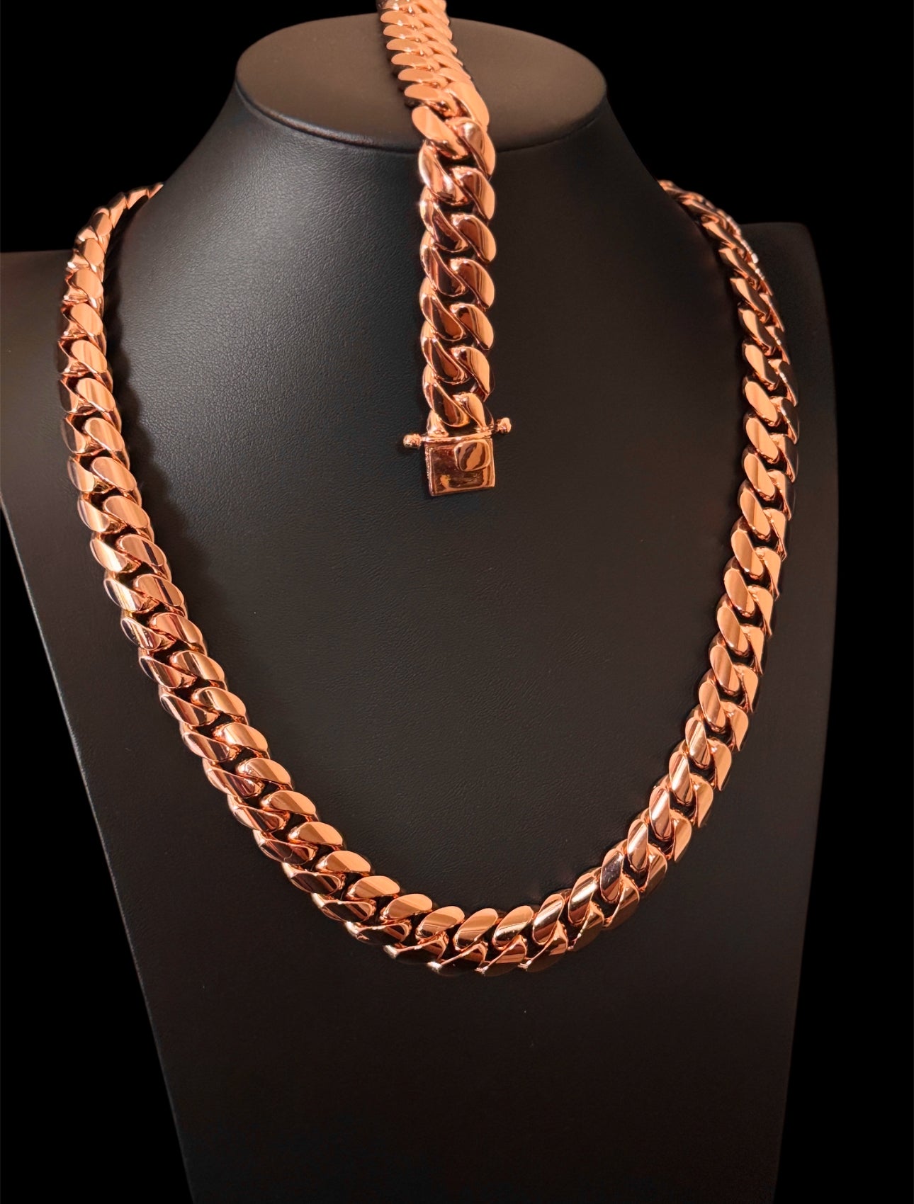 Miami Solid Cuban Chain 14MM – 14KT Gold Over 925 Silver